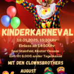 Kinderkarneval 2025 am 19. Januar 2025 im Saal Steinfeld Kloster Oesede