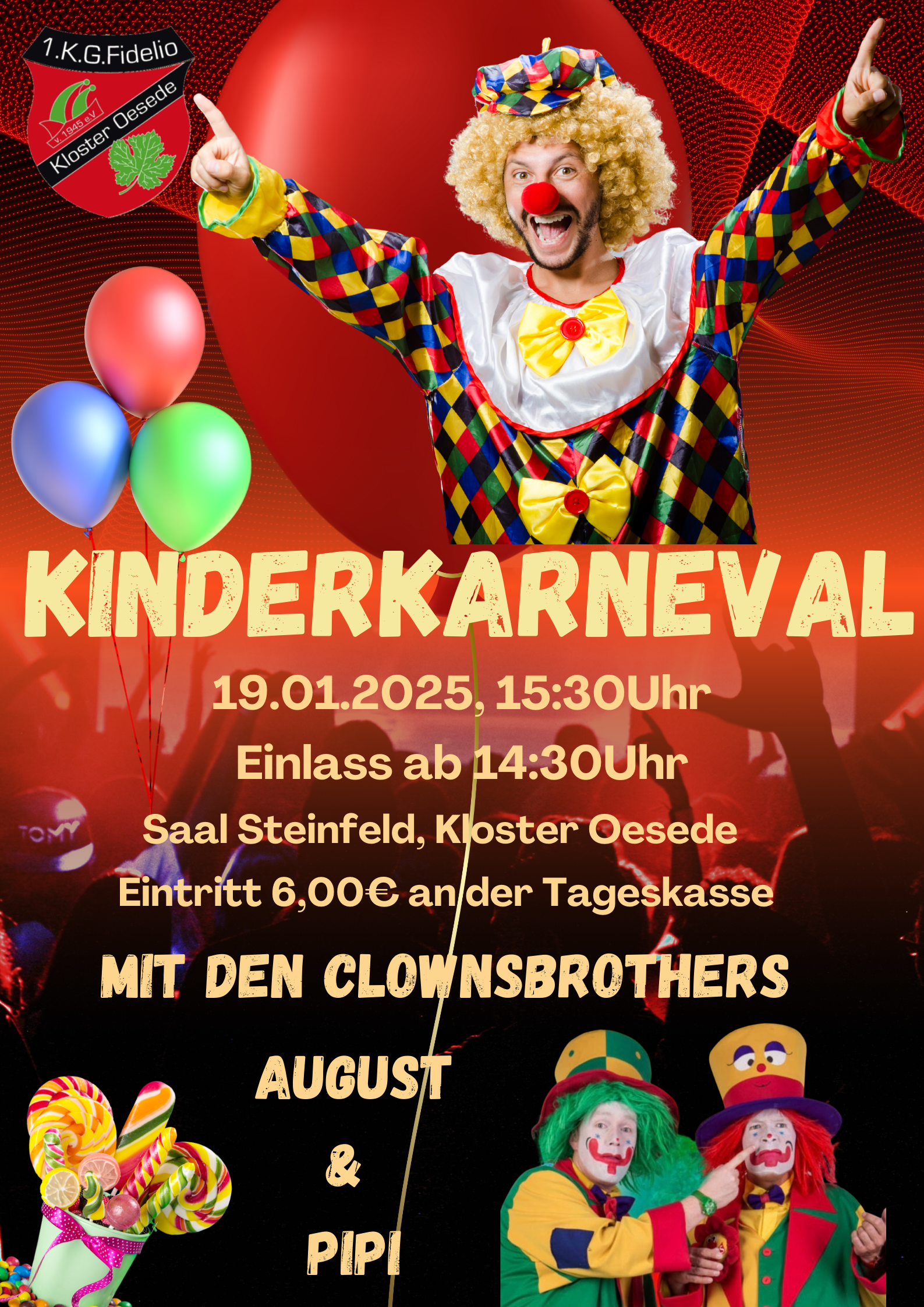 Read more about the article Kinderkarneval 2025 am 19. Januar 2025 im Saal Steinfeld Kloster Oesede